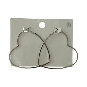 Silver Heart Hoop Earrings